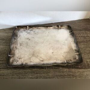 Vtg Silver Tray with Scalloped Edge